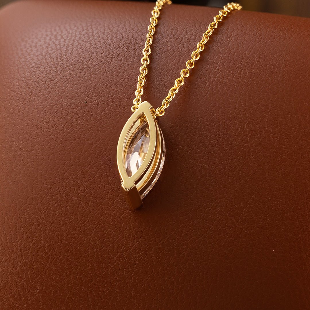 North-south Marquise Cut Lab Diamond Two V-Prongs Pendant Necklace - LGG Jewelry