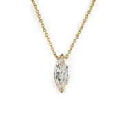 North-south Marquise Cut Lab Diamond Two V-Prongs Pendant Necklace - LGG Jewelry