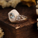 Lade Bild in die Galerieansicht, Oval Blue Topaz with Nacre Cluster Cocktail Ring - LGG Jewelry