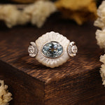 Lade Bild in die Galerieansicht, Oval Blue Topaz with Nacre Cluster Cocktail Ring - LGG Jewelry
