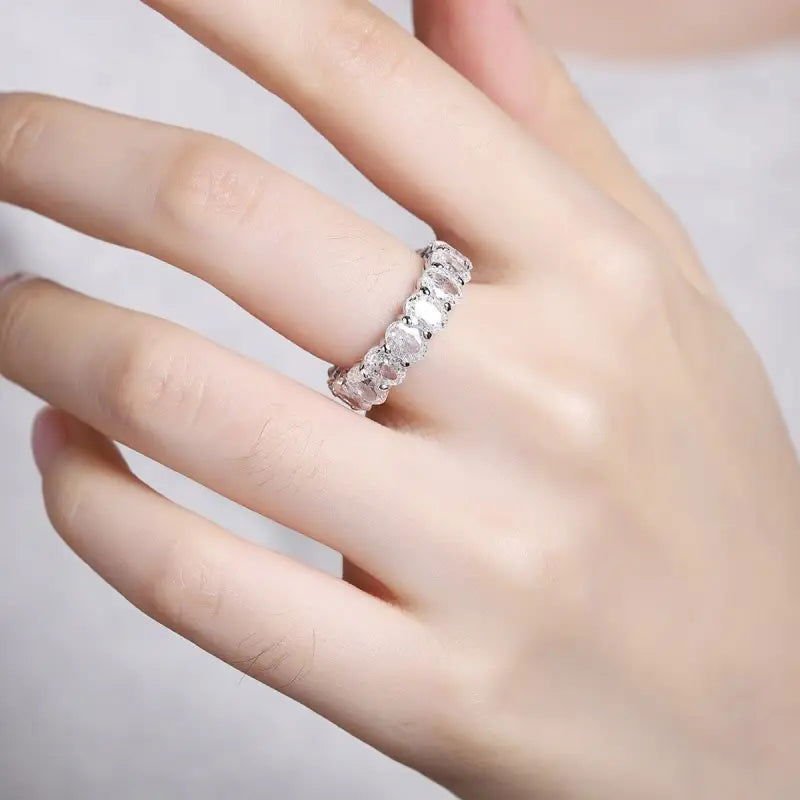 Oval Cut Lab Diamond Eternity Band - LGG Jewelry