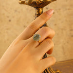 Lade Bild in die Galerieansicht, Oval Cut Moss Agate Halo Engagement Ring - LGG Jewelry
