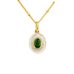 Lade Bild in die Galerieansicht, Oval Diopside &amp; Nacre Pendant Necklace - LGG Jewelry