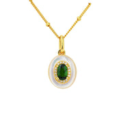 Oval Diopside & Nacre Pendant Necklace - LGG Jewelry