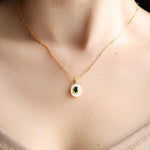 Lade Bild in die Galerieansicht, Oval Diopside &amp; Nacre Pendant Necklace - LGG Jewelry