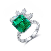 Pear Cluster 6.5 Ct Lab Emerald Double Four Prongs Engagement Ring - LGG Jewelry