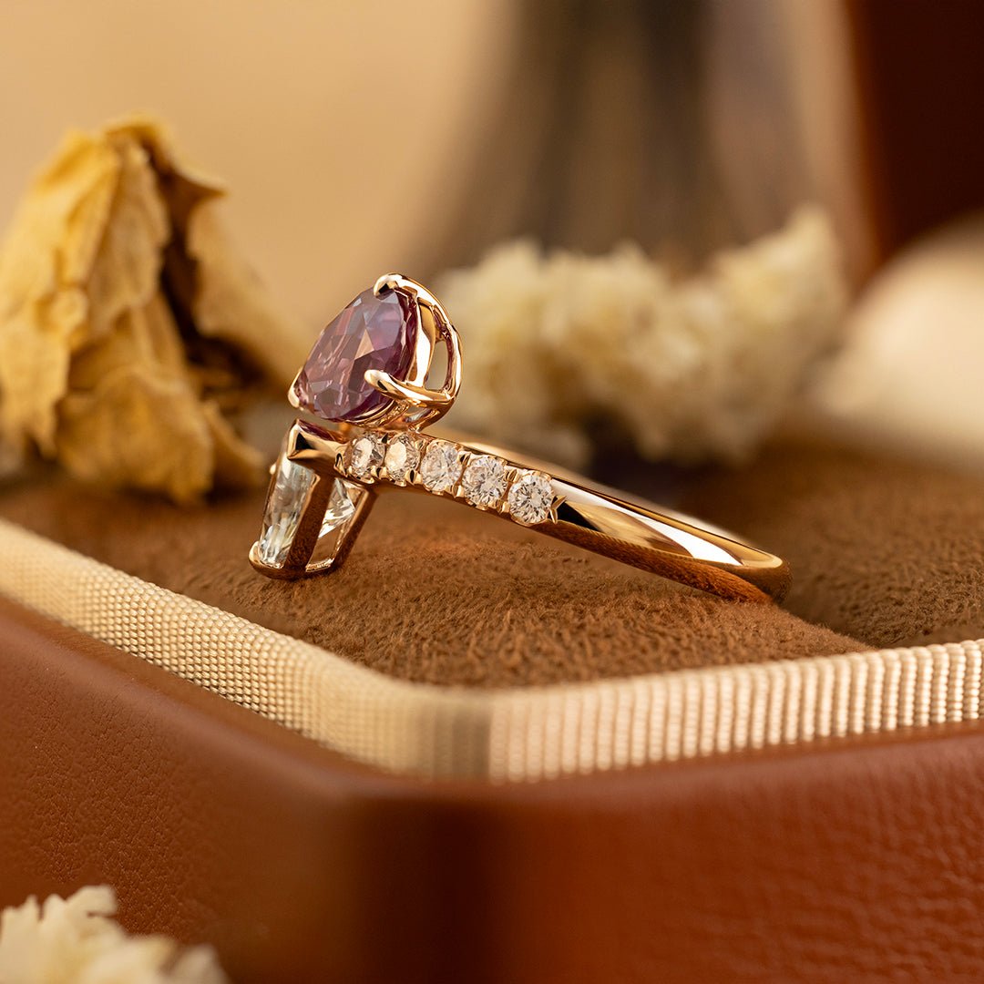 Pear cut Alexandrite & Aquamarine Toi Et Moi Ring - LGG Jewelry