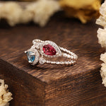Lade Bild in die Galerieansicht, Pear Cut Blue Topaz &amp; Garnet Toi Et Moi Ring - LGG Jewelry