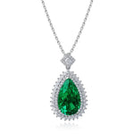 Lade Bild in die Galerieansicht, Pear Cut Columbia Green Lab Emerald Cluster Pendant - LGG Jewelry