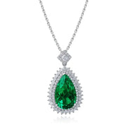 Pear Cut Columbia Green Lab Emerald Cluster Pendant - LGG Jewelry