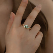 Pear Cut Green Moissanite Solitaire Engagement Ring - LGG Jewelry
