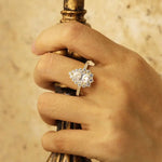 Lade Bild in die Galerieansicht, Pear Cut Lab Diamond Graduating Halo Pave Engagement Ring - LGG Jewelry