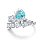 Pear Cut Lab Paraiba Crossover Engagement Ring - LGG Jewelry
