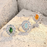Lade Bild in die Galerieansicht, Pear Cut Lab Paraiba Pear Cluster Engagement Ring - LGG Jewelry