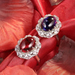 Lade Bild in die Galerieansicht, Pink Cluster 7 Ct Oval Shape Lab Ruby Engagement Ring - LGG Jewelry