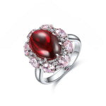Lade Bild in die Galerieansicht, Pink Cluster 7 Ct Oval Shape Lab Ruby Engagement Ring - LGG Jewelry