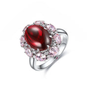 Pink Cluster 7 Ct Oval Shape Lab Ruby Engagement Ring - LGG Jewelry
