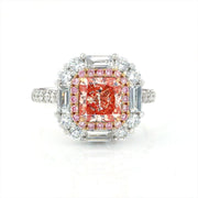 Pink Halo 1.54 Ct Radiant Cut Fancy Pink Lab Diamond Cluster Engagement Ring - LGG Jewelry
