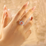 Lade Bild in die Galerieansicht, Pink Halo 1.54 Ct Radiant Cut Fancy Pink Lab Diamond Cluster Engagement Ring - LGG Jewelry