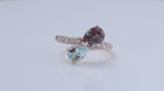 Load and play video in Gallery viewer, Pear cut Alexandrite &amp; Aquamarine Toi Et Moi Ring
