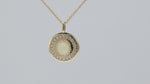 Load and play video in Gallery viewer, 6mm Opal Halo Pendant Necklace in 10K Yellow Gold