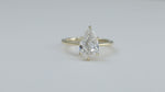 Load and play video in Gallery viewer, 2Ct Pear Shape Lab Diamond  Solitaire Engagement Tulip Ring
