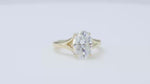 Load and play video in Gallery viewer, 10K Yellow Gold Oval White Lab Diamond Engagement Ring