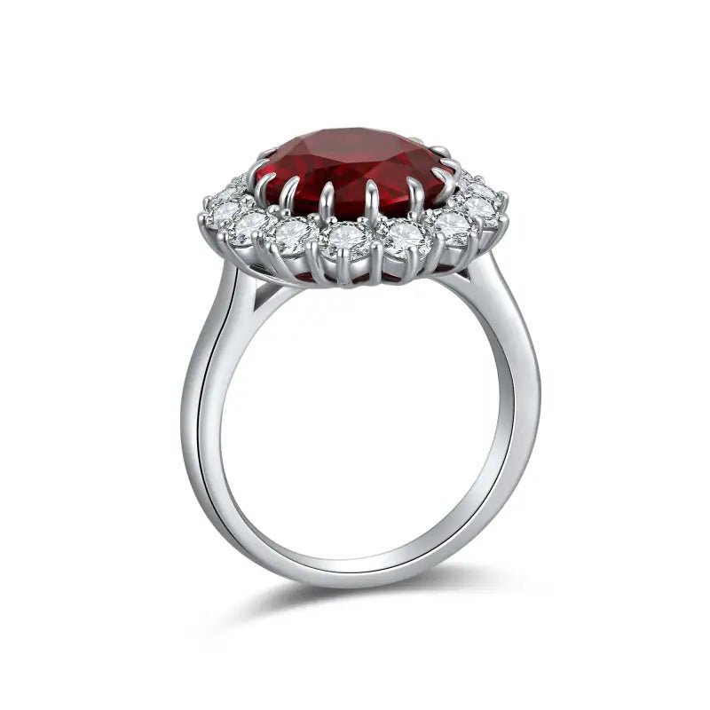 Princess Diana Inspired Luxury 6.5 Ct Oval Lab Ruby Engagement Ring - LGG Jewelry