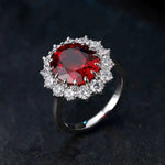 Lade Bild in die Galerieansicht, Princess Diana Inspired Luxury 6.5 Ct Oval Lab Ruby Engagement Ring - LGG Jewelry