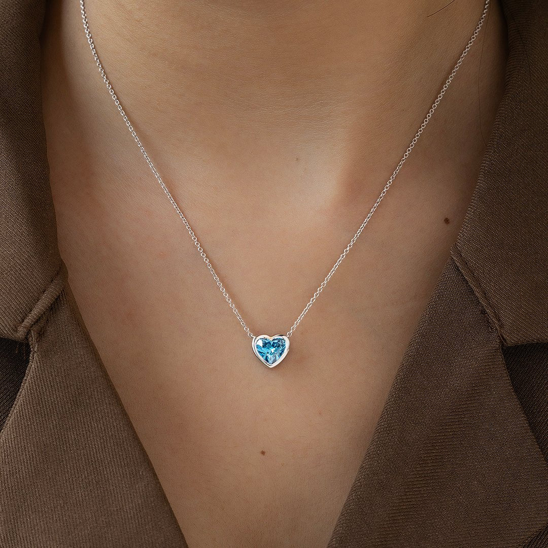 蓝钻心型吊坠 - LGG Jewelry