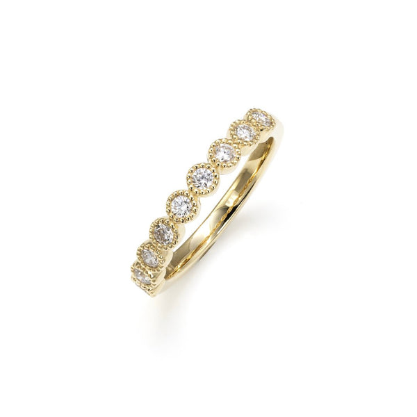 半圈圆形钻石包镶花边结婚戒指 - LGG Jewelry
