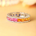 Lade Bild in die Galerieansicht, Rainbow Graduating Sapphire Channel Eternity band - LGG Jewelry
