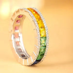 Lade Bild in die Galerieansicht, Rainbow Graduating Sapphire Channel Eternity band - LGG Jewelry