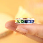 Lade Bild in die Galerieansicht, Rainbow Graduating Sapphire Channel Eternity band - LGG Jewelry