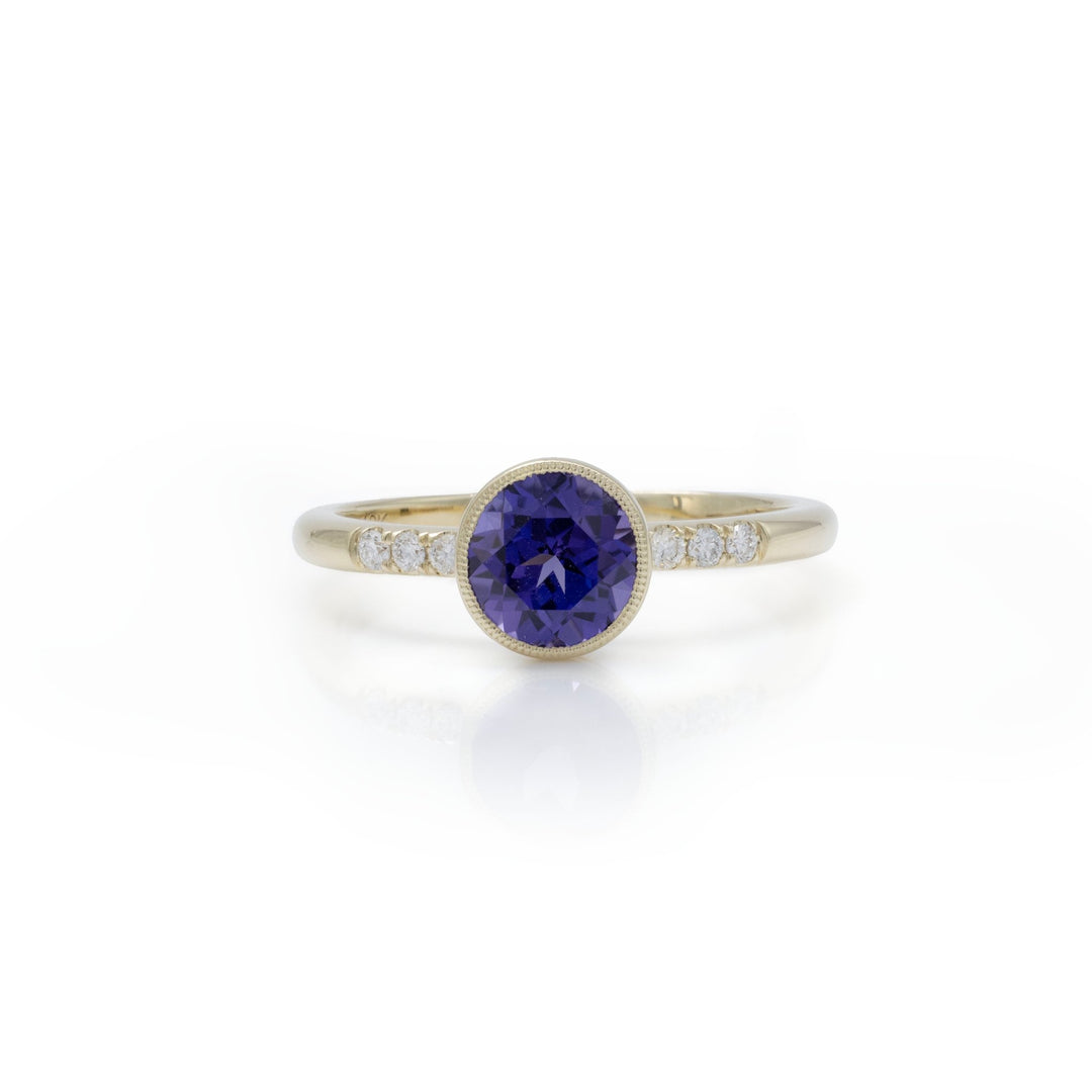 Round Purple Sapphire Engagement Ring - LGG Jewelry