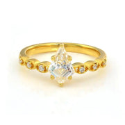 Six Prongs Kite Cut Moissanite Engagement Ring - LGG Jewelry