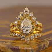 Sparkling Trio 2 Ct Oval Cut Lab Diamond Bridal Ring Set - 3pcs - LGG Jewelry