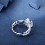 Lade Bild in die Galerieansicht, Split Shank 3 Ct Cushion Shape Lab Diamond Halo Half Pave Engagement Ring - LGG Jewelry
