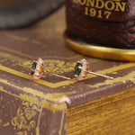 Lade Bild in die Galerieansicht, Sunny Halo Round Cut Moss Agate Ear Studs - LGG Jewelry