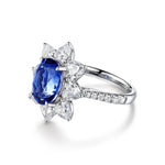 Lade Bild in die Galerieansicht, Sunny Heart Halo 4 Ct Lab Blue Sapphire Engagement Ring - LGG Jewelry