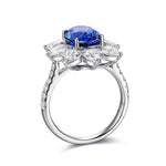 Lade Bild in die Galerieansicht, Sunny Heart Halo 4 Ct Lab Blue Sapphire Engagement Ring - LGG Jewelry