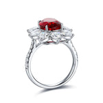 Lade Bild in die Galerieansicht, Sunny Heart Halo 4 Ct Lab Ruby Engagement Ring - LGG Jewelry