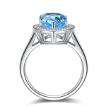 Lade Bild in die Galerieansicht, Tear of Ocean 5 Ct Pear Cut Lab Paraiba Halo Engagement Ring - LGG Jewelry