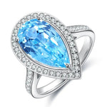 Lade Bild in die Galerieansicht, Tear of Ocean 5 Ct Pear Cut Lab Paraiba Halo Engagement Ring - LGG Jewelry