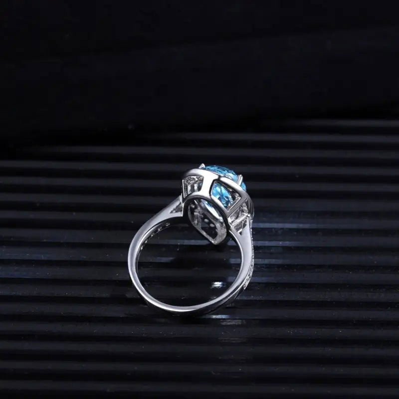 Tear of Ocean 5 Ct Pear Cut Lab Paraiba Halo Engagement Ring - LGG Jewelry