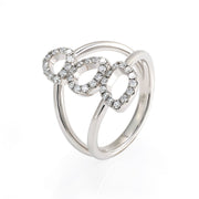 Three Irregular Oval Shape Lab Diamond Double Band Engagement Ring - LGG Jewelry