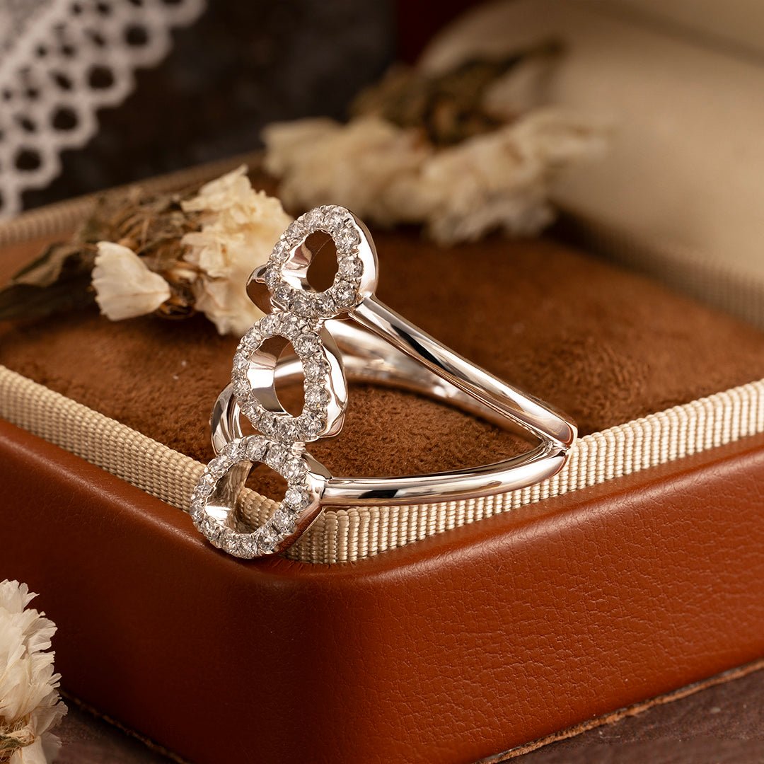 Three Irregular Oval Shape Lab Diamond Double Band Engagement Ring - LGG Jewelry