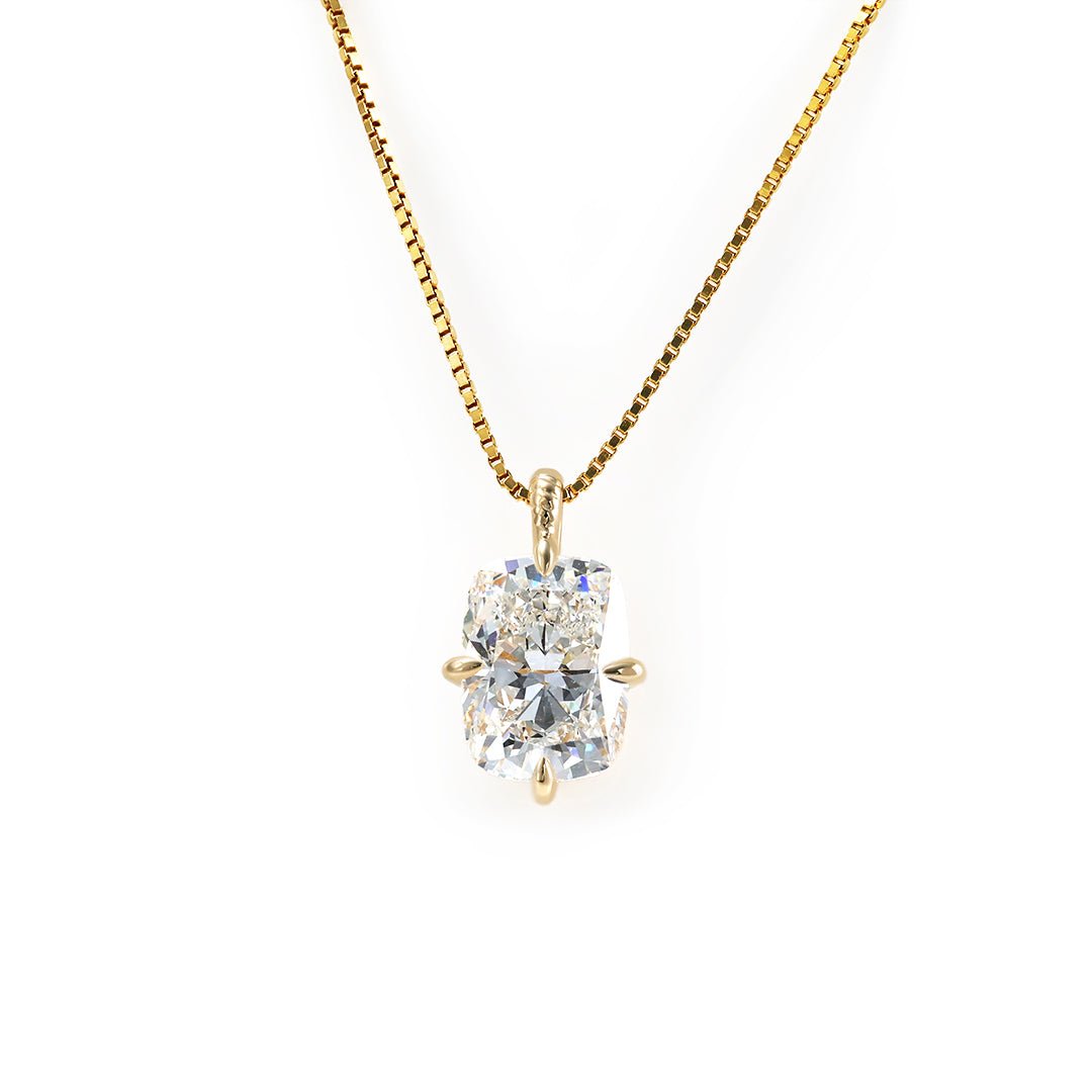 Timeless 2 Ct Elongated Cushion Cut Lab Diamond Four Prongs Pendant Necklace - LGG Jewelry