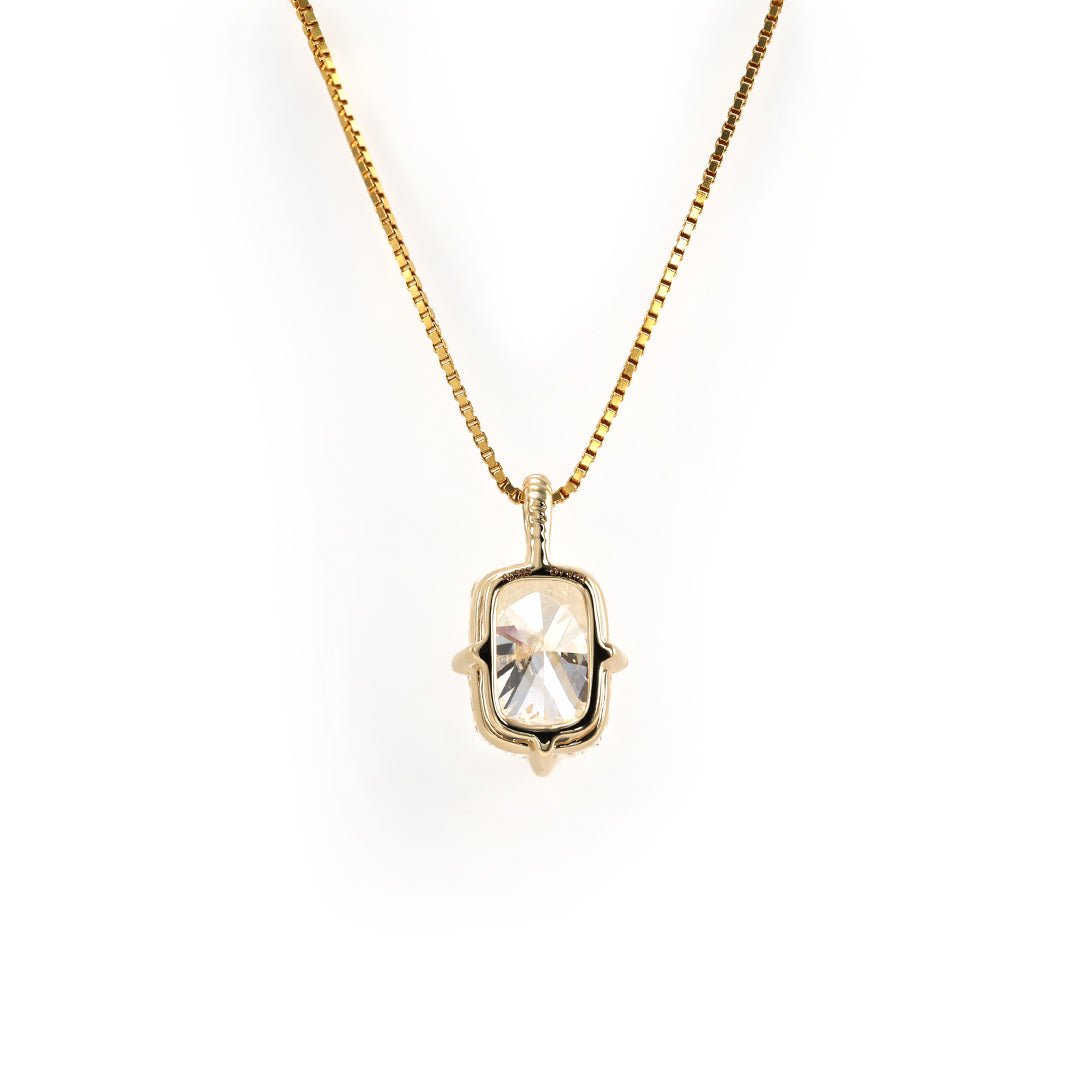 Timeless 2 Ct Elongated Cushion Cut Lab Diamond Four Prongs Pendant Necklace - LGG Jewelry