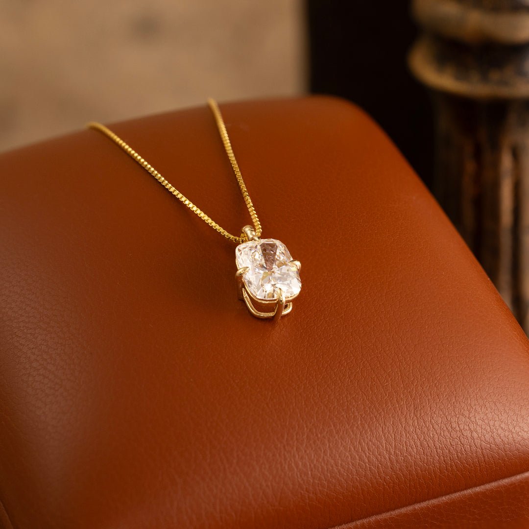 Timeless 2 Ct Elongated Cushion Cut Lab Diamond Four Prongs Pendant Necklace - LGG Jewelry